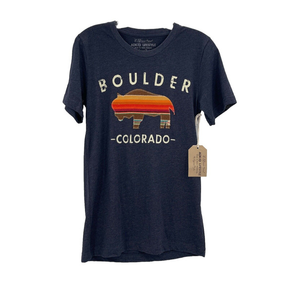 Adktd Lifestyle T-Shirt Womens Small Boulder Colorado Buffalo Made In California - Picture 1 of 7